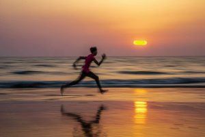 Photo running couché de soleil