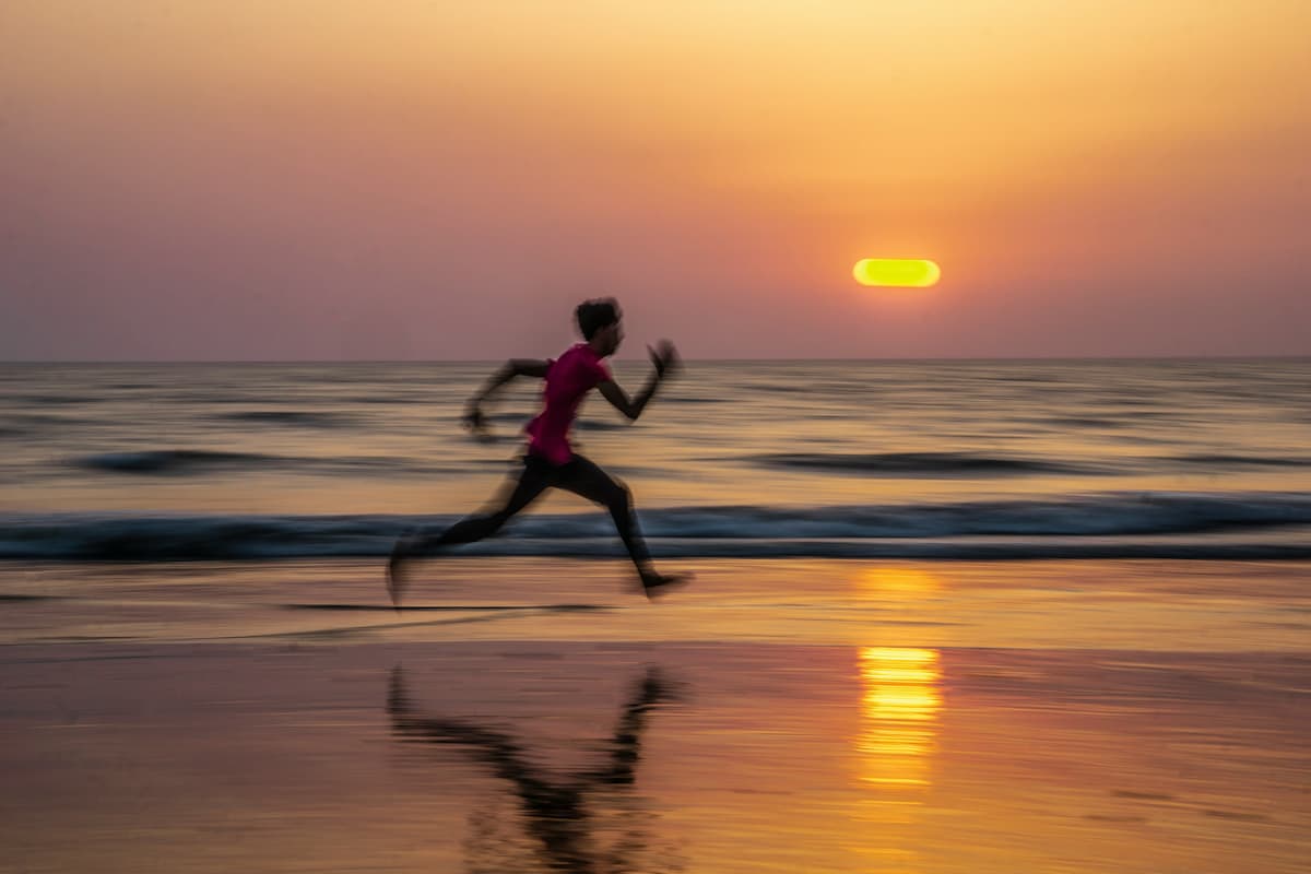 Photo running couché de soleil